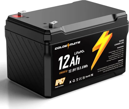 Miniatura 11 de GOLDENMATE Batería de ciclo profundo LiFePO4 de litio de 12 V 7 Ah, más de 5000 ciclos, batería de fosfato de hierro de litio impermeable IP67, BMS