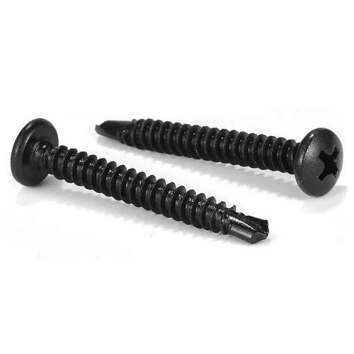 Miniatura 12 de #8 x 1 Tornillos de chapa metálica 100 piezas 410 tornillos Tek de cabeza plana de acero inoxidable Tornillos autorroscantes rápidos Óxido negro por