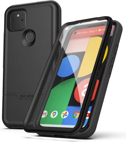 ENCASED Rebel Armor - Funda para Pixel 5A con protector de pantalla integrado (Google Pixel 5a5G), color negro