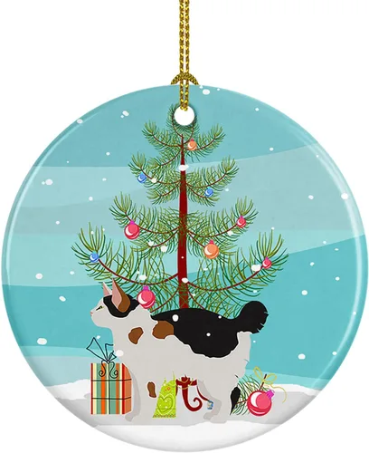 Miniatura 46 de Caroline's Treasures Adorno de cerámica con texto en inglés "Merry Christmas" para colgar en el árbol de Navidad, decoración para el hogar, Navidad