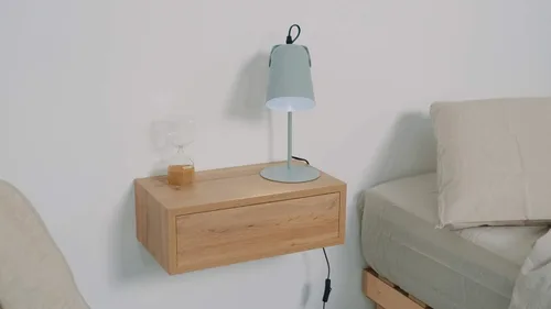 Miniatura 7 de Mobili Fiver, Mesita de Noche Flotante Riccardo, Madera de Fresno Negra, Fabricado en Italia
