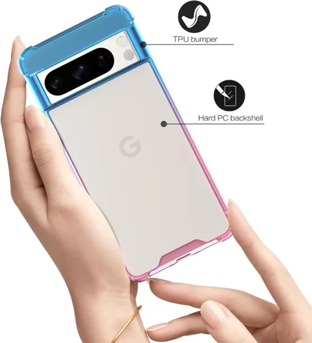 Miniatura 5 de Funda para Google Pixel 8 Pro, funda transparente con bonito degradado para teléfono, TPU reforzado, parte trasera de policarbonato duro, funda