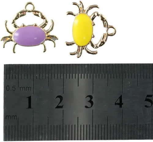 Miniatura 6 de 40 dijes de cangrejo esmaltados, colores aleatorios de animales del océano, colgantes de aleación de temática marina para fabricación de joyas