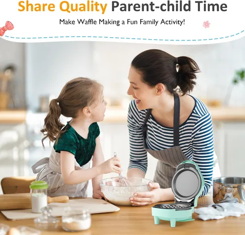 Miniatura 6 de Mini waflera 6 en 1, plancha de gofres de 4 pulgadas con platos antiadherentes extraíbles, mini máquina para hacer gofres perfecta para niños