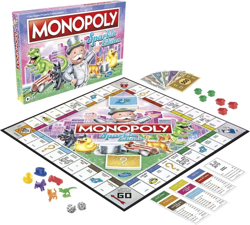 Miniatura 15 de Hasbro Gaming Monopoly Sparkle Edition Juego de mesa, juegos familiares, con fichas brillantes, dados nacarados, aspecto brillante