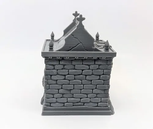 Miniatura 3 de Mausoleo - Escenario para Mesa - 1.102 in - Miniatura - RPG - Calabozos y Dragones - DND - Pathfinder - (Gris/Sin pintar)