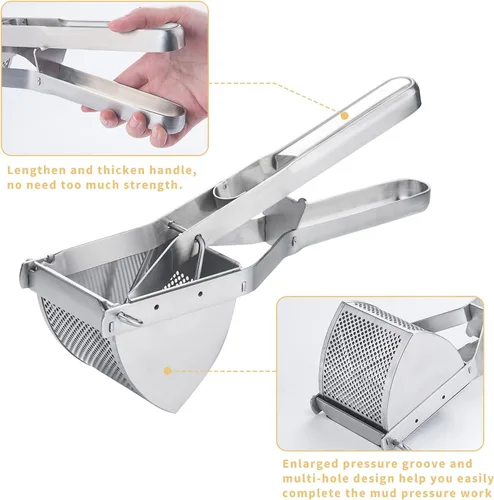 Miniatura 3 de Choxila triturador de patatas, [buen agarre] Ricer de patatas de acero inoxidable profesional Masher herramienta de cocina prensa de frutas