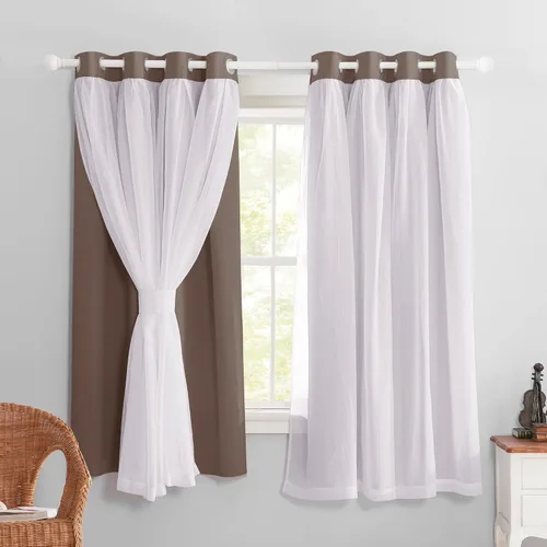Miniatura 41 de PONY DANCE Cortinas Opacas con Superposición de Gasa, Cortinas de Doble Capa con Aislamiento Térmico Mix & Match para Oscurecer Habitaciones