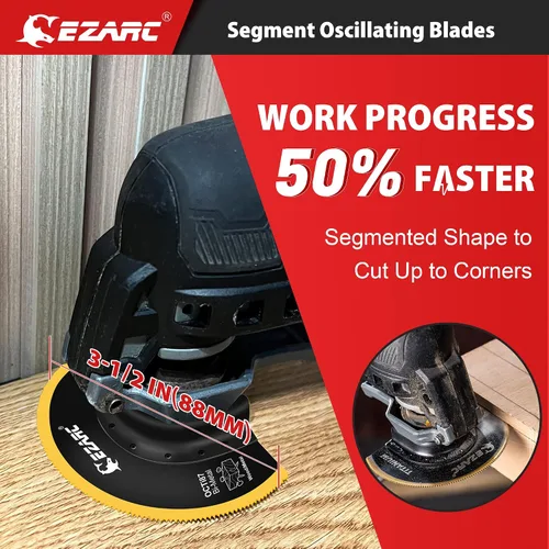 Miniatura 2 de EZARC Cuchillas oscilantes multiherramienta de titanio, 2 hojas de sierra oscilantes semicírculas de corte al ras para clavos de madera y metal
