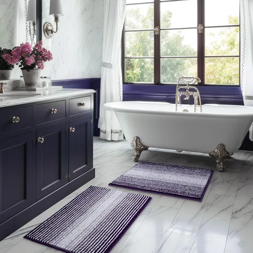 Miniatura 118 de BSICPRO Juegos de Alfombras y Tapetes para Baño, Juego de Alfombra de Baño de Felpilla Gruesa Absorbente de 2 Piezas Antideslizante, Tapetes Suaves