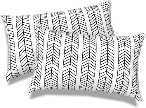Miniatura 46 de Juego de 2 almohadas para exteriores de 16 x 16 pulgadas, repelentes al agua con interiores, para muebles de patio, hogar, jardín, geometría bohemia