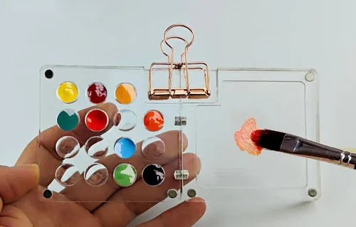 Miniatura 8 de Caja de pintura de cuadrícula de 12 colores, paleta de bocetos portátil, paleta de pintura de acuarela para dibujar, estuche de pintura de viaje