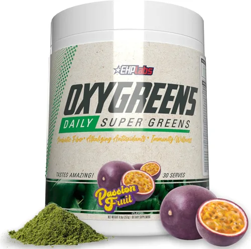 Miniatura 11 de EHP Labs OxyGreens Super Greens Powder - Superalimento de espirulina y clorella, jugo verde en polvo y suplementos de verduras con fibra prebiótica