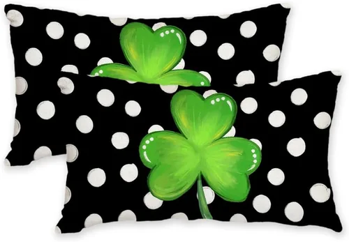 Miniatura 11 de AACORS Funda de almohada del Día de San Patricio de 16 x 16 pulgadas, decoración de trébol de lunares, funda de cojín de primavera para el sofá