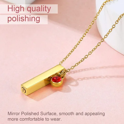 Miniatura 196 de FindChic Collares personalizados con urna para cenizas, barra vertical, gato, luna, reloj de arena, garra de perro, acero inoxidable, chapado en oro