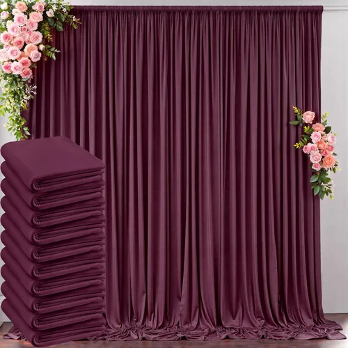 Miniatura 107 de Cortinas de telón de fondo blanco de 30 pies x 8 pies para fiestas de boda, 6 paneles de 5 pies x 8 pies, cortinas de fotografía de poliéster sin