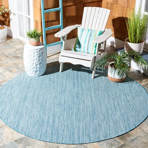Miniatura 17 de SAFAVIEH Alfombra Lavable para Exteriores Colección Courtyard - Pasillo de 2'3" x 6'7", Azul Marino y Gris, No Desprende Pelusa y Fácil Limpieza