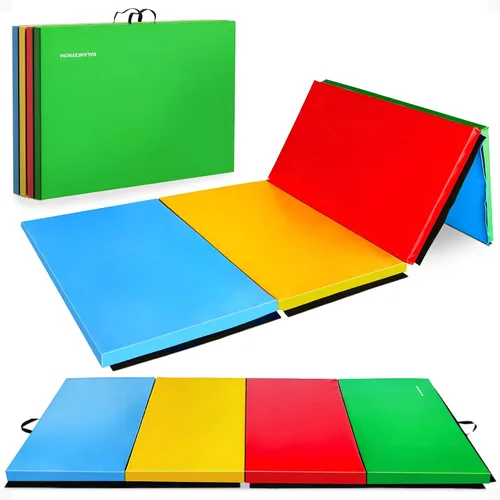 Miniatura 12 de BalanceFrom 10x4 Feet 4-Panel Folding Gymnastics Mat – 2-Inch Thick Pad with Vinyl Surface and Carrying Handles for Tumbling, Yoga, Pilates, Home