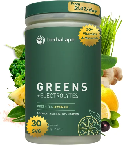 Nutrition Daily Super Greens & Electrolytes Powder - Salud intestinal, hidratación, energía y alivio de la hinchazón - Espirulina, clorella, pre y