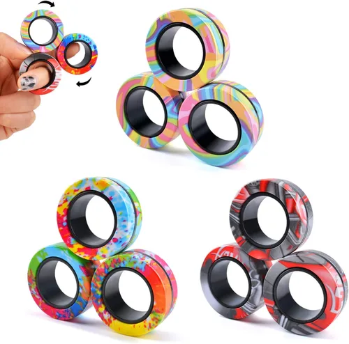 Cevioce Juego de 9 anillos magnéticos giratorios, juguetes terapéuticos para alivio de la ansiedad, anillos para adultos con TDAH, regalos de
