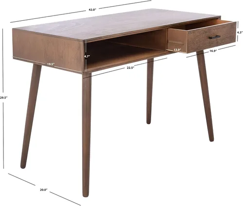 Miniatura 3 de Safavieh Home Collection - Escritorio Remy marrón con 1 cajón, para oficina, sala de estar, dormitorio, estudio, vestíbulo