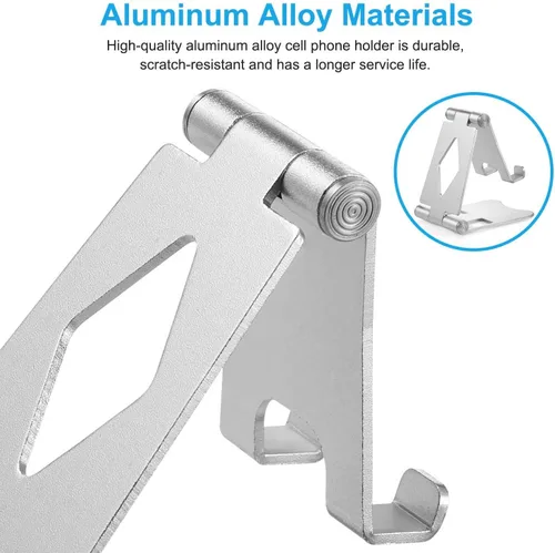 Miniatura 4 de Soporte ajustable de aluminio para teléfono celular para escritorio, compatible con iPhone 14, 13, 12, 11 Pro Max, Samsung, Huawei y todos
