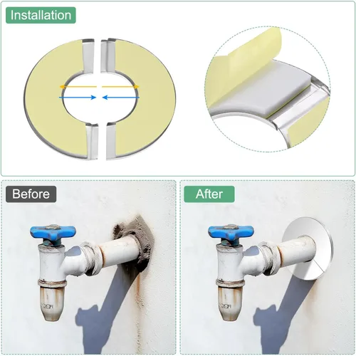Miniatura 4 de M METERXITY Paquete de 2 bridas divididas de pared, para tubo de diámetro exterior de 0.9 pulgadas/0.866 in, placa de escudo de acero inoxidable