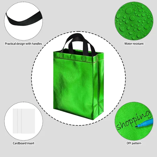Miniatura 6 de BLEWINDZ 9 Piezas Bolsas de Regalo Medianas con Papel de Seda – Bolsas de Regalo Verdes Reutilizables Brillantes - Ideales como Bolsa de Golosinas
