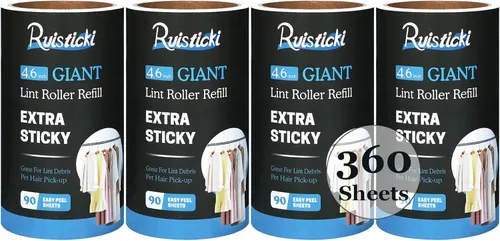 Recambio de rodillo gigante de 4.6 pulgadas para rodillos de pelusa gigantes multiusos Evercare y rodillo de pelusa con mango en T, 90 hojas cada