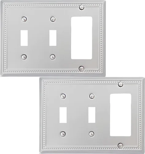Miniatura 56 de OKAWYC Cubierta de Interruptor de Luz de Tomacorriente Dúplex Individual Belaire de Metal con Cuentas para Pared, Paquete de 4 Latón Antiguo 1 Gang