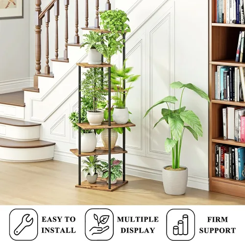 Miniatura 4 de Soporte para plantas de interior de 6 niveles de metal para múltiples macetas, soportes altos para flores de esquina para sala de estar, balcón