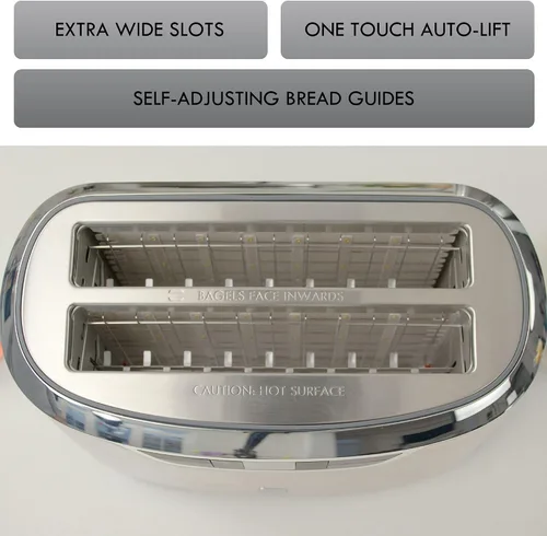 Miniatura 4 de Kenmore Tostador de 4 rebanadas - Ranura extra ancha de mostrador, función de descongelación, Grille-Pain, 9 ajustes de tostado, bandeja de migas