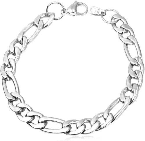 U7 Figaro Bracelet, Stainless Steel Figaro Chain Bracelet, Rope Chain Bracelet Stainless Steel 18K Gold Plated Wrist Chain for Men Women