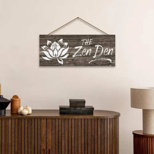 Miniatura 5 de 1 KINGO Letreros de casa de campo Zen Den: decoración rústica de estudio de yoga, decoración de habitación, impresión en lienzo de flor de loto