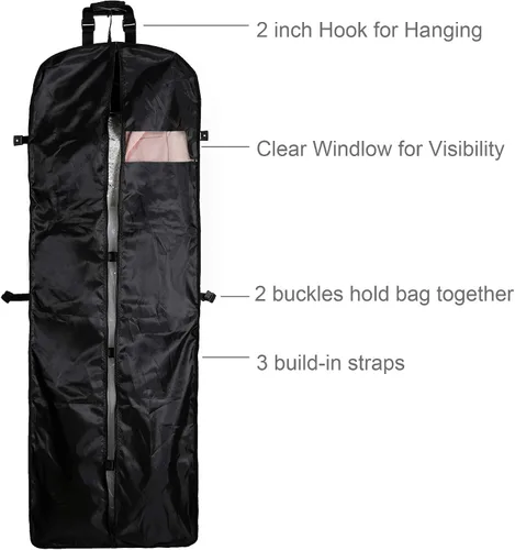 Miniatura 3 de Bolsa de ropa de boda de tres pliegues de 72 pulgadas para vestidos largos y vestidos, bolsa de almacenamiento colgante de viaje para hombres