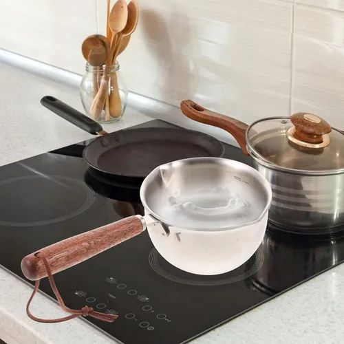 Miniatura 3 de SHERCHPRY Cacerola de acero inoxidable con mango de madera multifunción para cocinar
