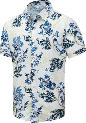 Miniatura 66 de SheLucki - Camisa hawaiana para hombre, unisex, de manga corta, con botones, para la playa y el verano, ropa casual estampada con sombra de palmas