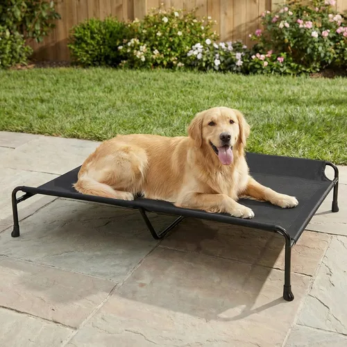 Miniatura 11 de Veehoo Cama para perros al aire libre, camas elevadas para perros grandes, cama elevada para perros con reposacabezas, cuna refrescante lavable