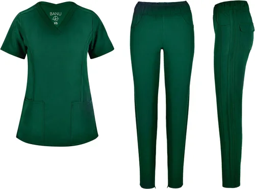 Miniatura 29 de Conjunto de 7 bolsillos Tali & Maya de enfermería para mujer, conjunto de uniforme médico diario para mujer, 3 bolsillos, parte superior, 4