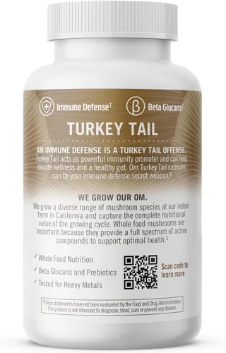 Miniatura 7 de Om Mushroom Superfood Suplemento superalimenticio de cápsulas de hongos de cola de pavo, 90 unidades, 30 días, apoyo inmunológico, polisacáridos