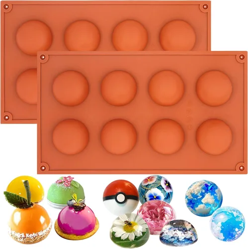Miniatura 13 de FUNSHOWCASE Pequeña 15 cavidades semi esfera de media cúpula redonda molde de silicona chocolate tarta bandeja para hornear 1 unidad