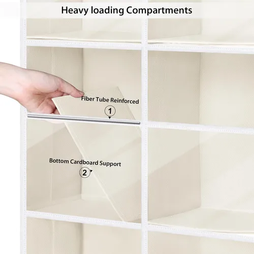 Miniatura 6 de Univivi Organizador para colgar sobre la puerta, 6 niveles detrás de la puerta con bolsillos profundos transparentes, organizador colgante para Beige
