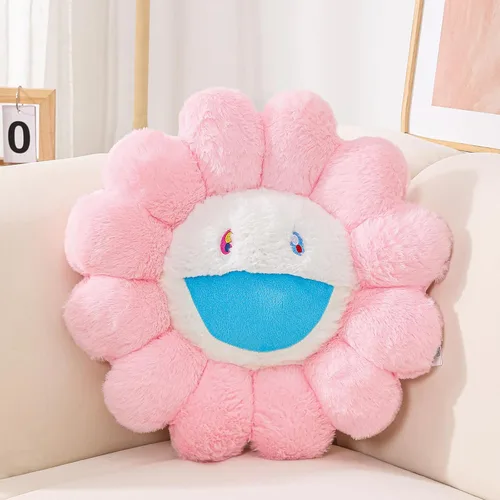 Miniatura 13 de FIONOUT Almohada de flores negras, almohada en forma de flor, cojín de suelo con cara de flor, almohada de felpa de girasol, lindas almohadas Black-a