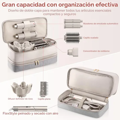 Miniatura 2 de Adworte Estuche de transporte de viaje para secador de pelo Shark Flexstyle FlexFusion Airwrap Brush de doble capa, accesorios para el cabello