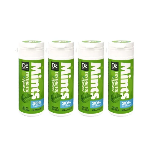 DC24 DAILY CARE Xilitol Eritritol Mentas, sin aspartamo sin azúcar, bajas en calorías, aliento refrescante, menta verde Keto, 30 piezas (paquete de