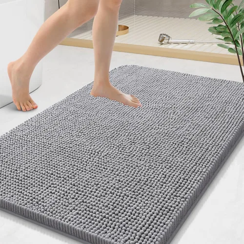 Miniatura 16 de Arotive Alfombras de baño de felpilla extrasuaves y absorbentes, de 24 x 16 pulgadas, lavables a máquina, parte trasera de goma antideslizante
