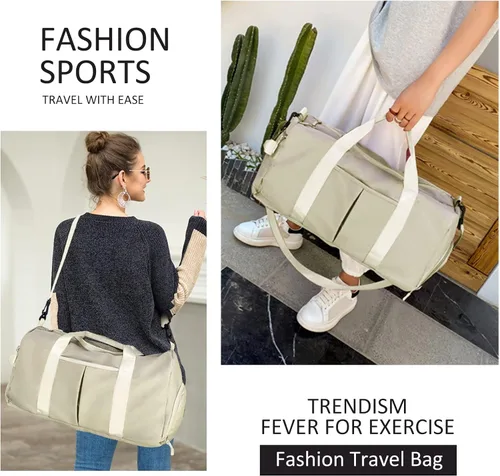 Miniatura 8 de ZGWJ Bolsa de viaje con relleno de hombro, impermeable, para mujeres y hombres, para natación, deportes, viajes, gimnasio, bolsa plegable