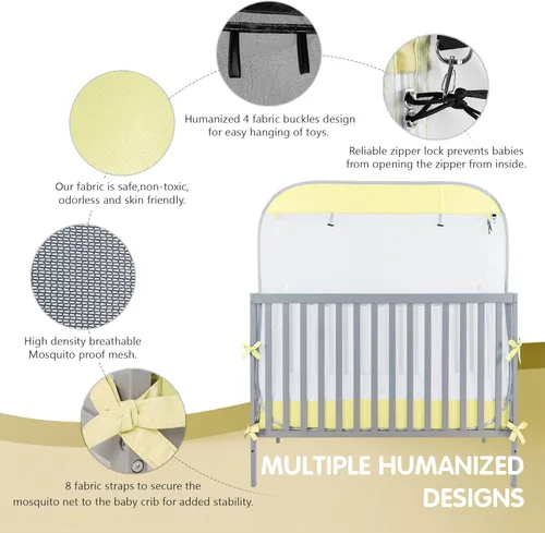 Miniatura 3 de Porayhut Tienda de campaña portátil de malla de seguridad para cuna de bebé, mosquitera desplegable, cubierta de malla transparente para bebés