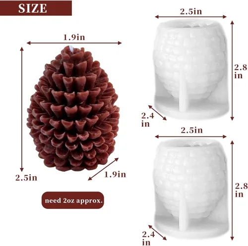 Miniatura 3 de 2 moldes de vela de silicona con forma de piña, molde de vela de resina en forma de piña de Navidad 3D, molde de adorno para velas, jabón, cera de 2