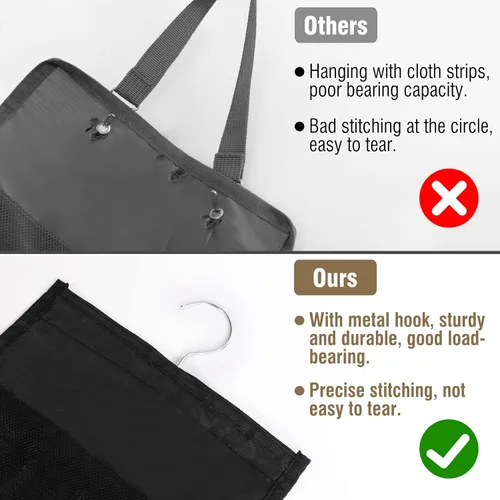 Miniatura 4 de Aulock Paquete de 2 organizadores de almacenamiento de leggings, sistema organizador de armario colgante, soporte negro para armarios de ropa con 20